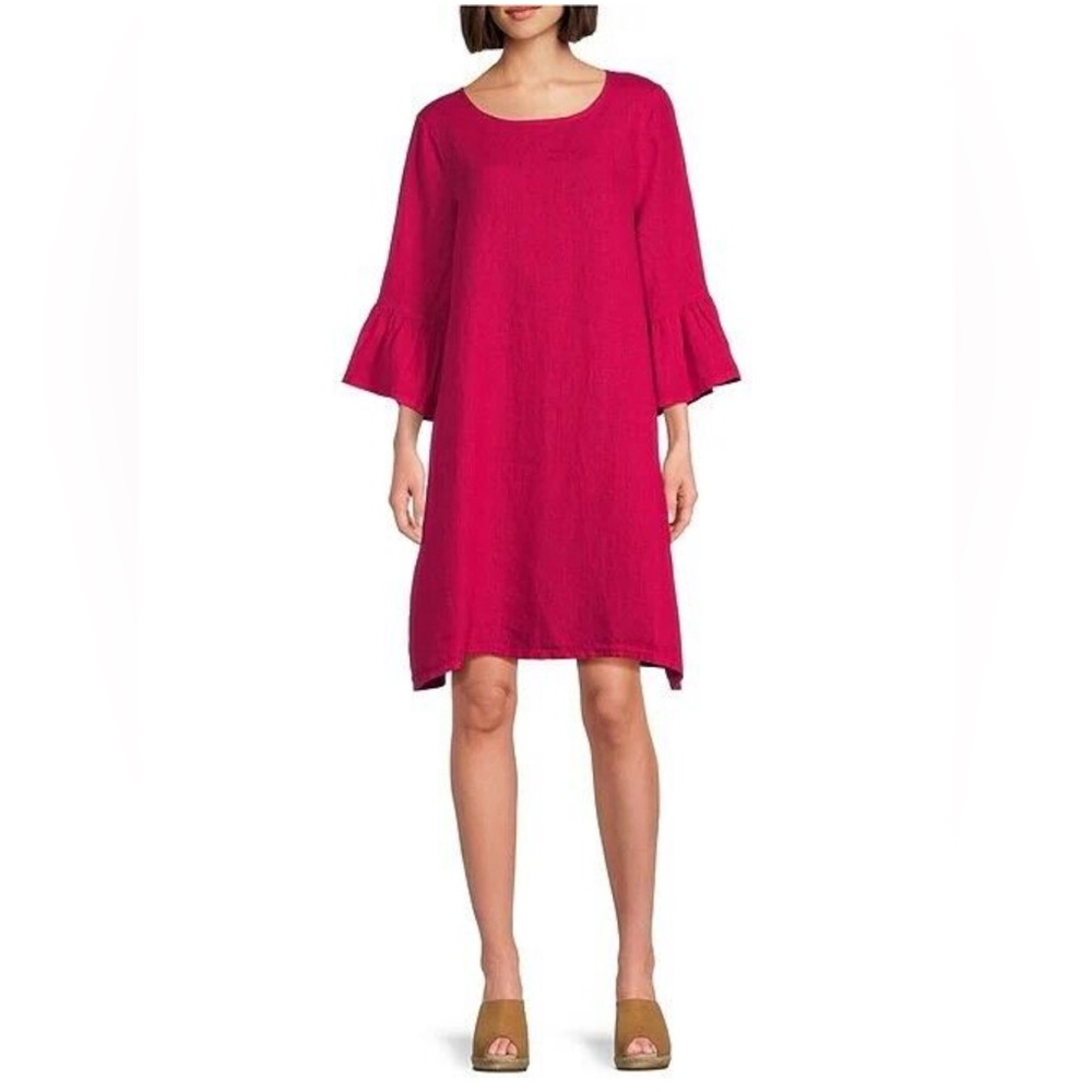 NWT Bryn Walker Size S Phryne Light 3/4 Ruffled Bell Sleeve Linen Shift Dress